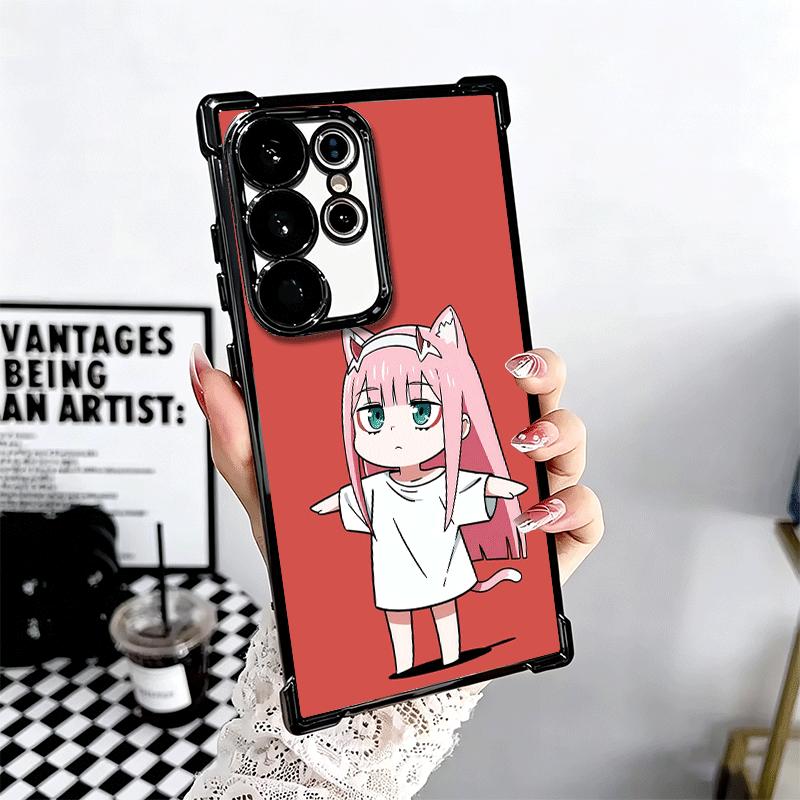 Zero Two 02 Кавайная Милая Позолоченная Чехол-Бампер Для Samsung Galaxy S24 S25 FE S26 Edge S23 Ultra S22 S21 Plus S20 Противоударный Подушка Безопасности C