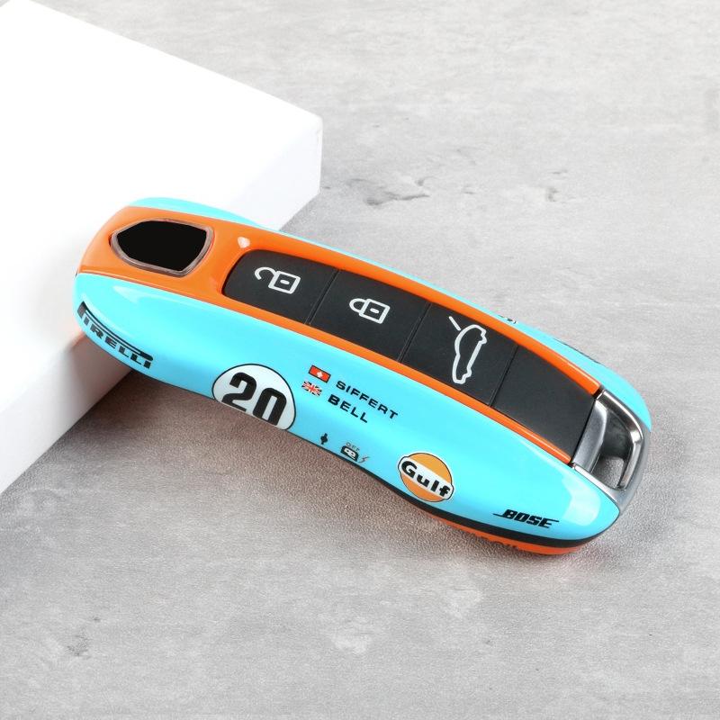 For Porsche Gulf Oil Key Case Macan Paramela Cayenne 718 Keychain 911