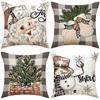 Новая Рождественская наволочка Серая клетка Рождественская елка Лось Наволочка Домашнее украшение Наволочка
