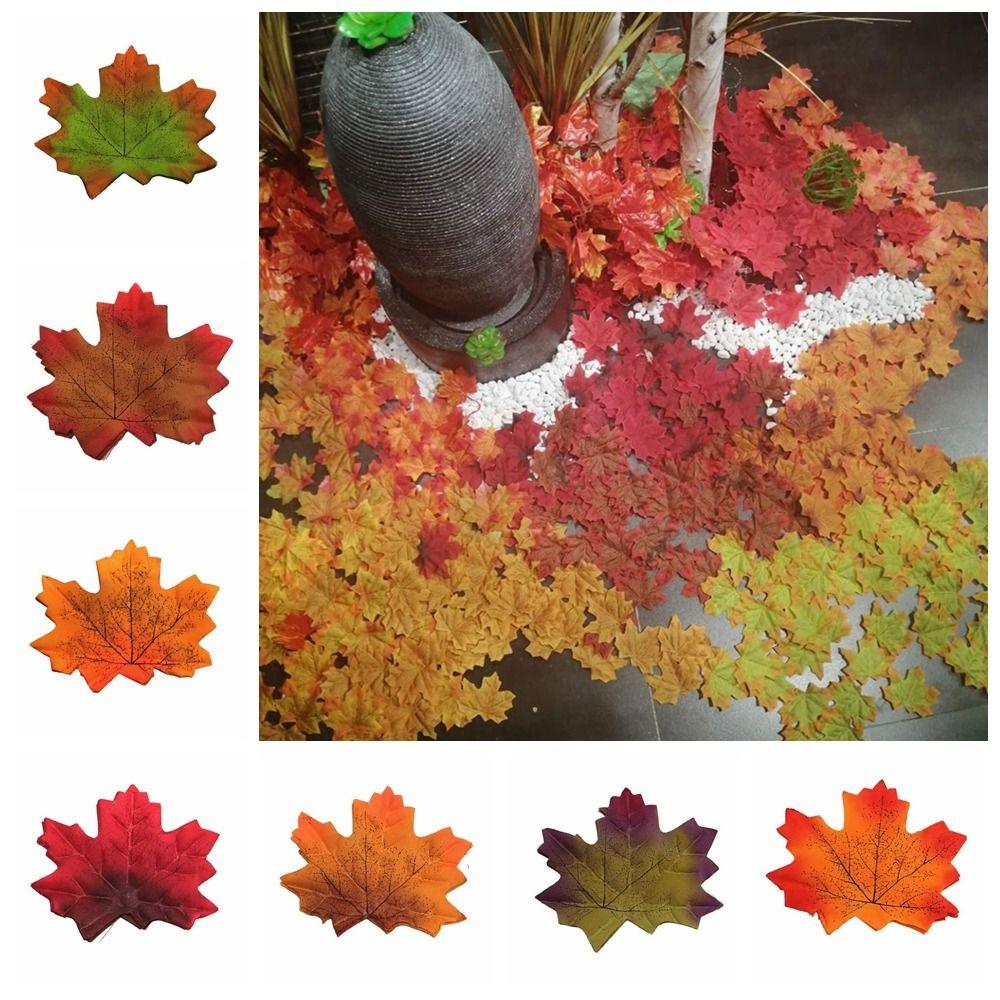 50Pcs/Pack Maple Leaves Simulated Maple Leaves Leaf Handmade Artificial Leaf Plants Plants Silk Flower Stacked Maple Leaves