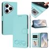Happy Heart Pattern Magnetic Closure Vegan Leather Phone Case with Wrist Strap For Huawei Mate 60