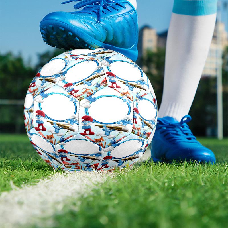 Blue Smurfs Print Size 5 Soccer Ball, PU Wear Resistant Football for Match Training and Daily Practice, Birthday Gift for Soccer Fans