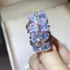 Женское кольцо с муассанитом, 5 карат, двойной камень, цвет D, VVS1, фантазийная огранка, роскошное европейское американское бриллиантовое кольцо
