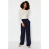 Navy Blue Wide Leg Trousers Twoaw22pl0139