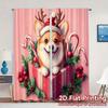 2pcs,Curtains Christmas Corgi Gift Festive Dog Pattern Popular Curtains Versatile Polyester Fabric Curtains Festive Ldeal for