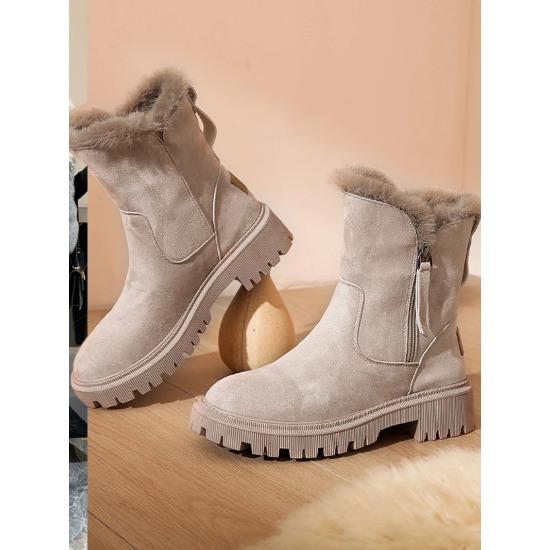 НОВЫЕ Женские Зимние Теплые Модные Дизайнерские Ботинки на Платформе Нескользящие Короткие Плюшевые Балетки Замшевая Обувь Mujer