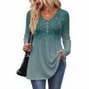 Women's Casual Fashion V-Neck Button Retro Floral Print Long Sleeve Top