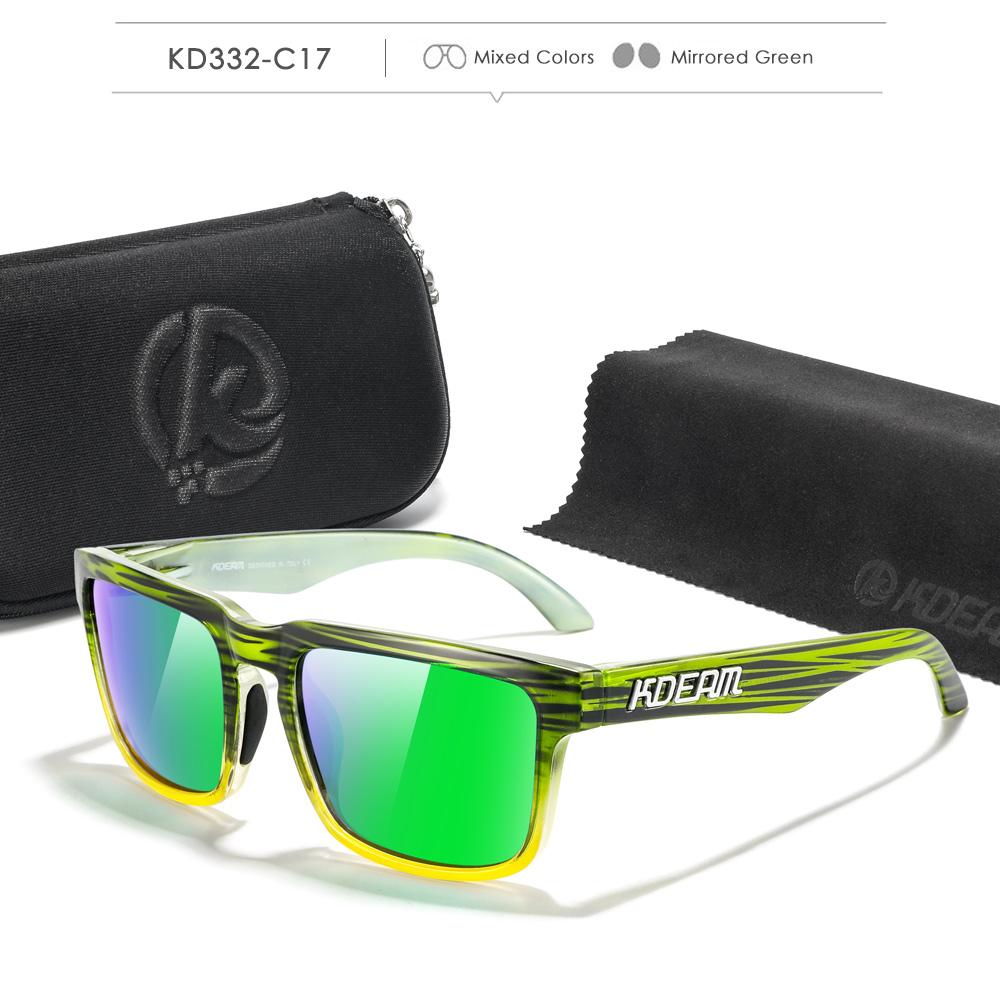 KDEAM Square Style Polarized Sunglasses For Men And Women Medium Size Overall Width 145mm Outdoor Sun Glasses With Zippered Case
