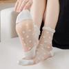 Lolita Invisible Socks Women Girls Summer Silk Lace Socks Crystal Silk Love Heart Ankle Socks Black White Transparent JK Sock