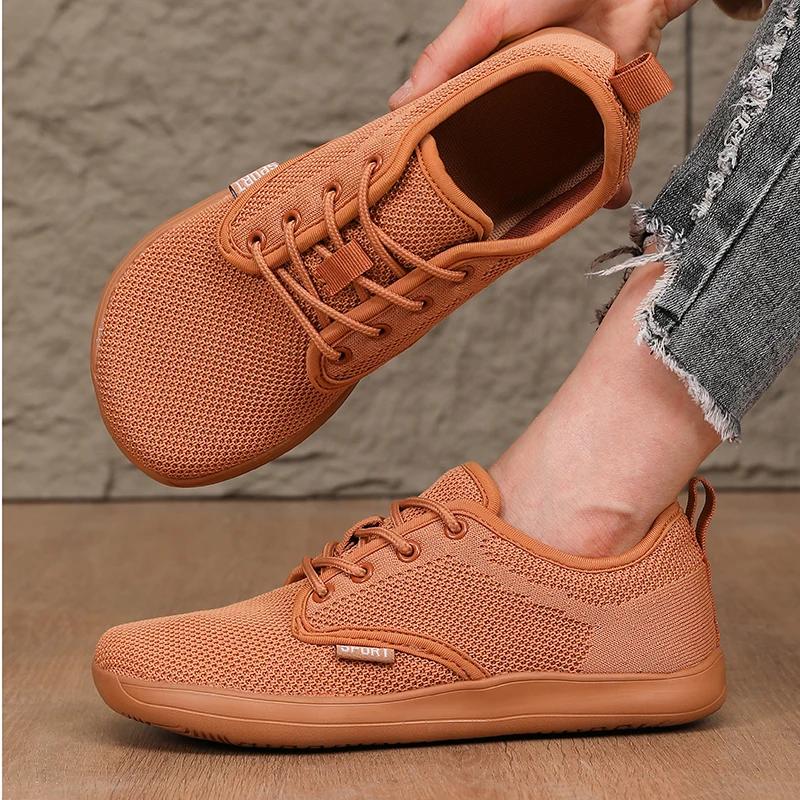 Женские минималистичные кроссовки для ходьбы, обувь с широким носком, босиком, повседневные, широкая колодка, парусиновые черные кеды на плоской подошве, дышащие сетчатые туфли