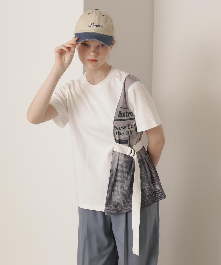 Avirex WEB&DEPOT Exclusive CREPE NY PATTERN PRINT TUNIC, Women's, F 033, Off-White, 783-4135608