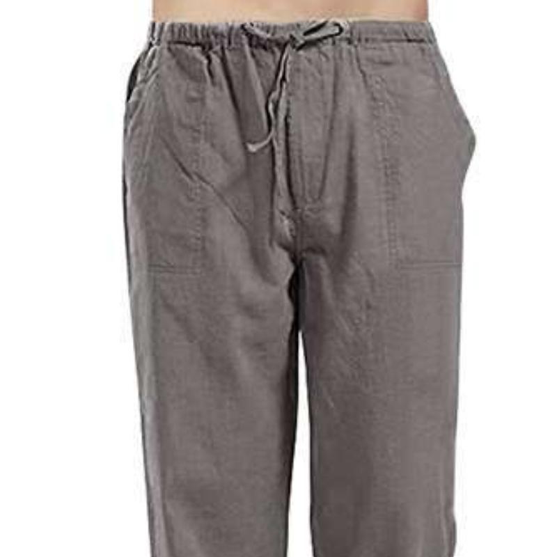 Large Size Men's Casual Trousers Linen Pocket Fashion Beach Trousers Trousers Processing Hundred Straight Trousers