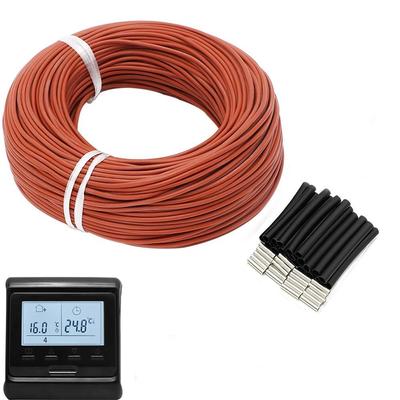 Нагревательный кабель и термостат длиной 50 м. Комбинированный подогрев пола из углеродного волокна 12K. Дальнее инфракрасное отопление с термостатом M6.