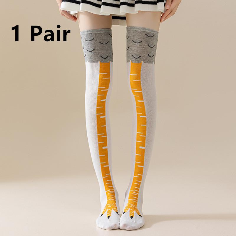 1/2/5 пар женских гольф до колена, модные мультяшные забавные носки с куриной лапой, фитнес, спорт, кэжуал, облегающие ногу, длинные носки-трубы, женские