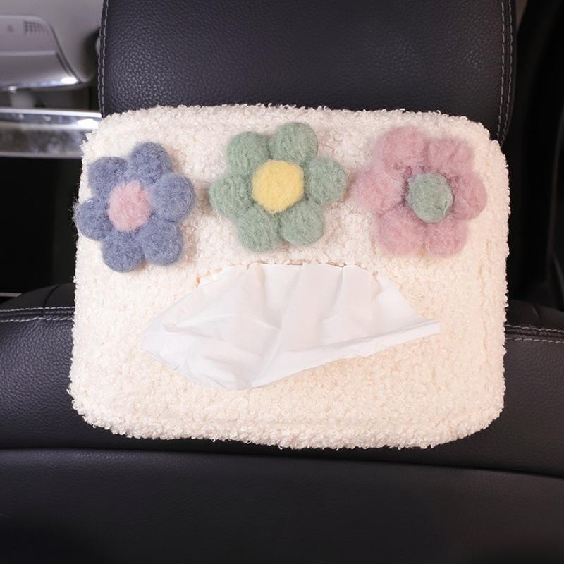 Милый мультяшный плюшевый цветной цветок автомобильный подголовник коробка салфеток бумажная башня держатель автомобильный козырек подвесной органайзер стильные автомобильные аксессуары