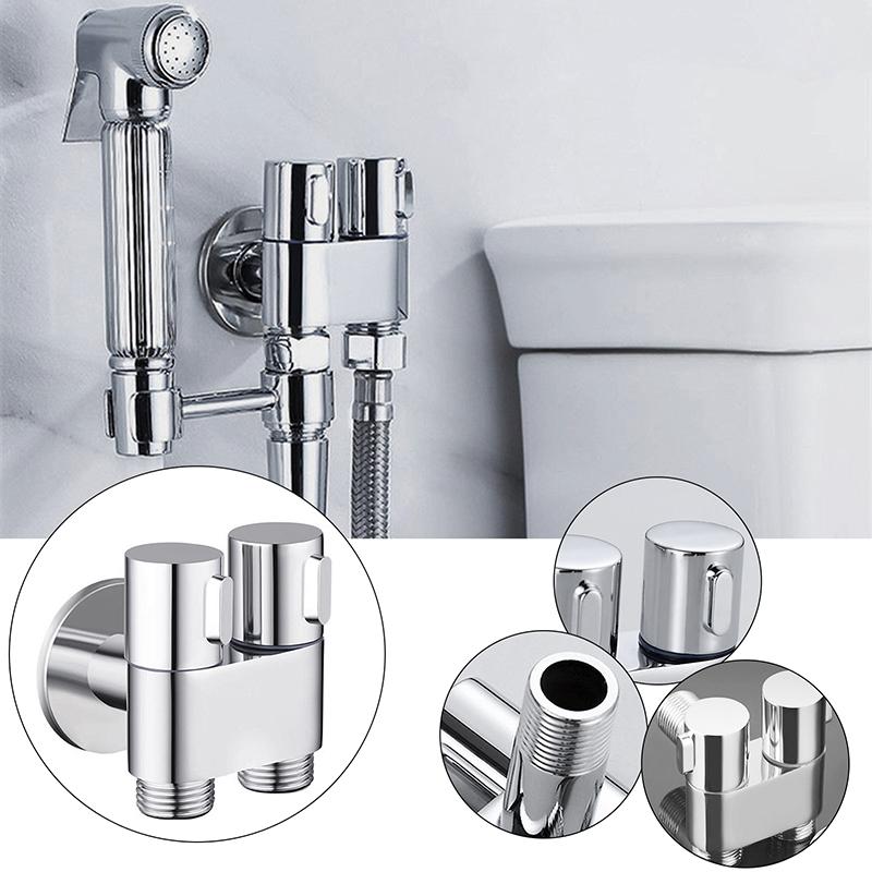 G1/2 Three-way Filling Angle Valve Wall Mount One Into Two Out Water Controller Toilet Bidet Cleaning Sprayer Accessories