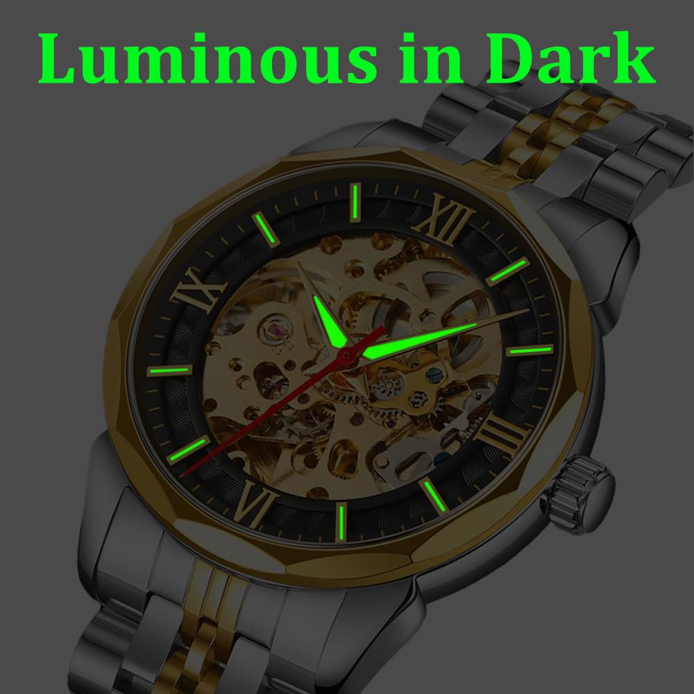 Мужские часы, механические, скелетонированные, из нержавеющей стали, водонепроницаемые, автоматические, с автоподзаводом, наручные часы в стиле стимпанк с ажурным циферблатом