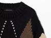 European Plaid Color Block Round Neck Sweater - Lazy Style