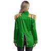 Womens Halloween Medieval Style Outerwear Tassel Shoulder Pads Gold Trim Front Zip Satin Jacket