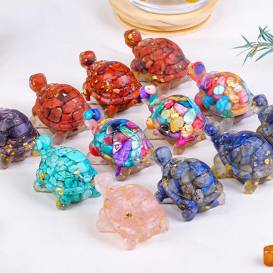 Mini Crystal Turtle Statue Reiki Stone Tortoise Figurine Amulet Turtle Fengshui Sculpture for Home Office Desk Shelf Decoration