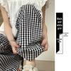 145 Женские летние петит клетчатые брюки с высокой талией - Увеличивающие рост, широкие, в стиле кэжуал, стройнящие драпированные брюки из ледяного шелка