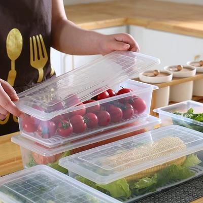 Многофункциональный прозрачный контейнер для хранения продуктов, поддон для слива, герметичный контейнер для заморозки с крышкой, коробка для сохранения свежести, холодильник