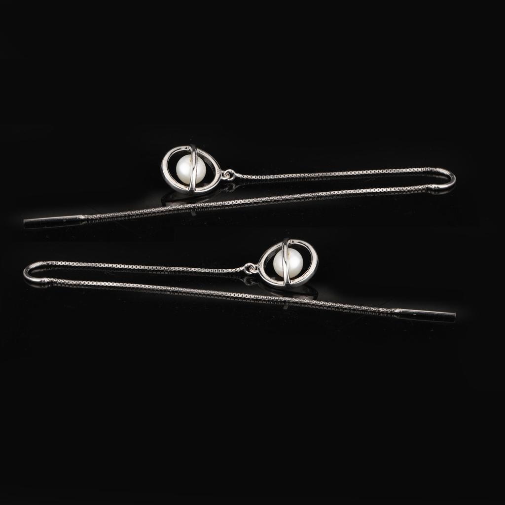 Freshwater Pearl Stud Earrings 925 Sterling Silver Rhodium Jewelry Gift for Her
