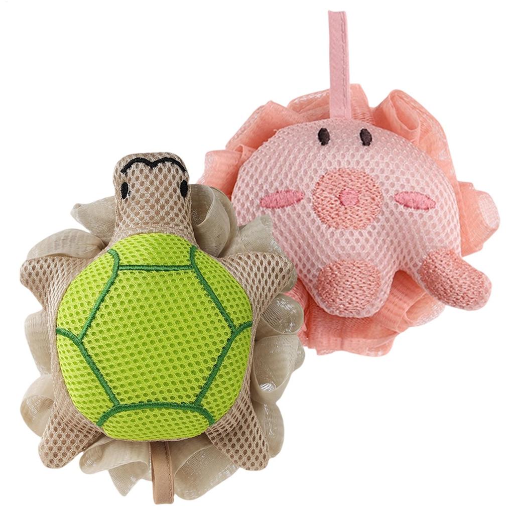 Bath Sponge 1PC Turtle Bath Sponge Ball Cute Reusable Exfoliating Body Scrubber Portable Shower Deep Cleansing Bathing Tool