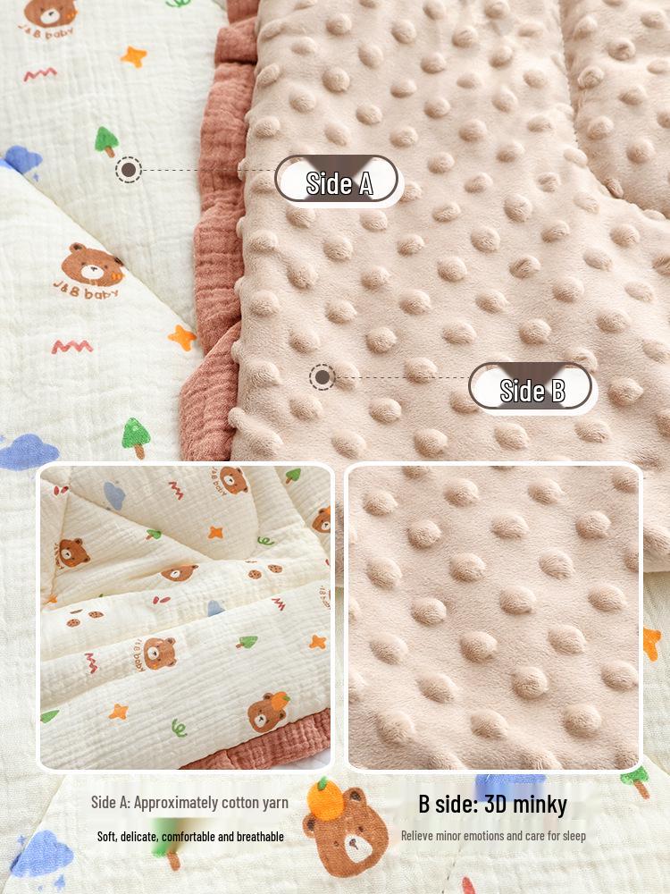 Three-Piece Pure Cotton Baby Bedding Set - Bean Cover Blanket, Cloud Pillow, Ruffled Quilt for Spring/Autumn