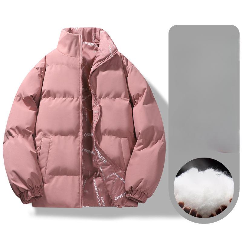 Зимняя одежда для пар из хлопка Двусторонняя одежда с хлопковой подкладкой Высокая тенденция на улице Свободное и универсальное утолщенное теплое зимнее пальто с воротником-стойкой