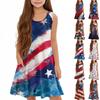Children's Sleeveless U-neck Summer A-line Casual Independence Day Dress