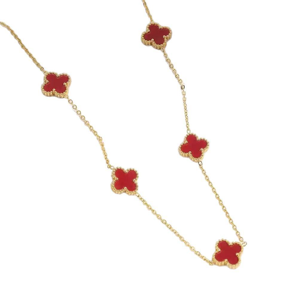 Ожерелье Двусторонний Клевер Удачи Титановая Сталь 18К Золото Титановая Сталь Ожерелье