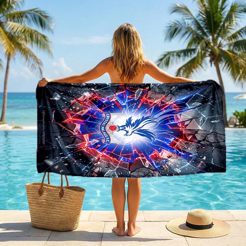 Crystal Palace Football Beach Towel Soft Microfiber Summer Towel Quick Dry Absorbent Towel for Beach Swimming Pool Travel