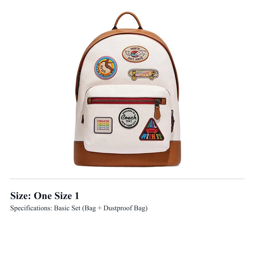 COACH West Cow Leather With Textile Backpack Regular Women's White & Brown CJ512-QBCAH