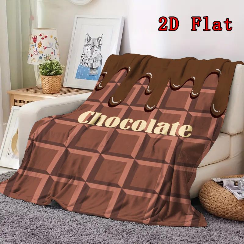 Sweet Chocolate 2D Flat Pattern Flannel Blanket High quality All Seasons Warmth and Comfort Perfect for Christmas Gifts.MMT0918524