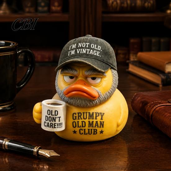Trendy Desktop Figurines Grumpy Duck Figurine, Humorous Animal Sculpture, Vintage Sarcastic Resin Desk Decor Unique Personality Gifts for Men