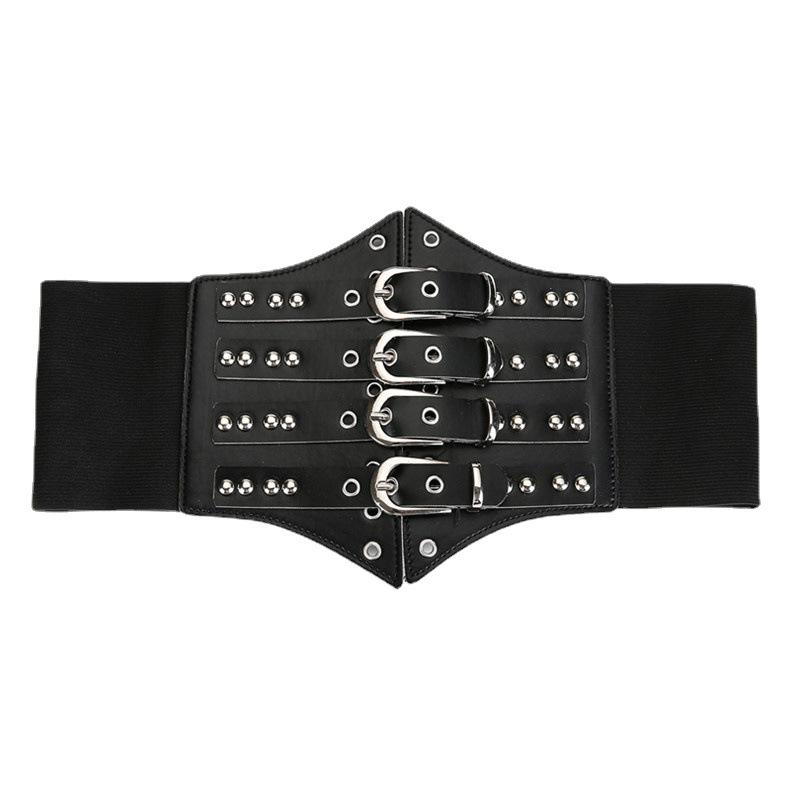Stylish Silver Metal Buckle Elastic Waist Belt for Women – European & American Design