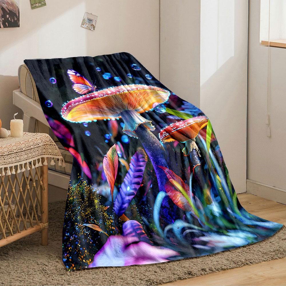 Mystical Butterfly Mushroom Blanket for all seasons blanket lunch break throw gift