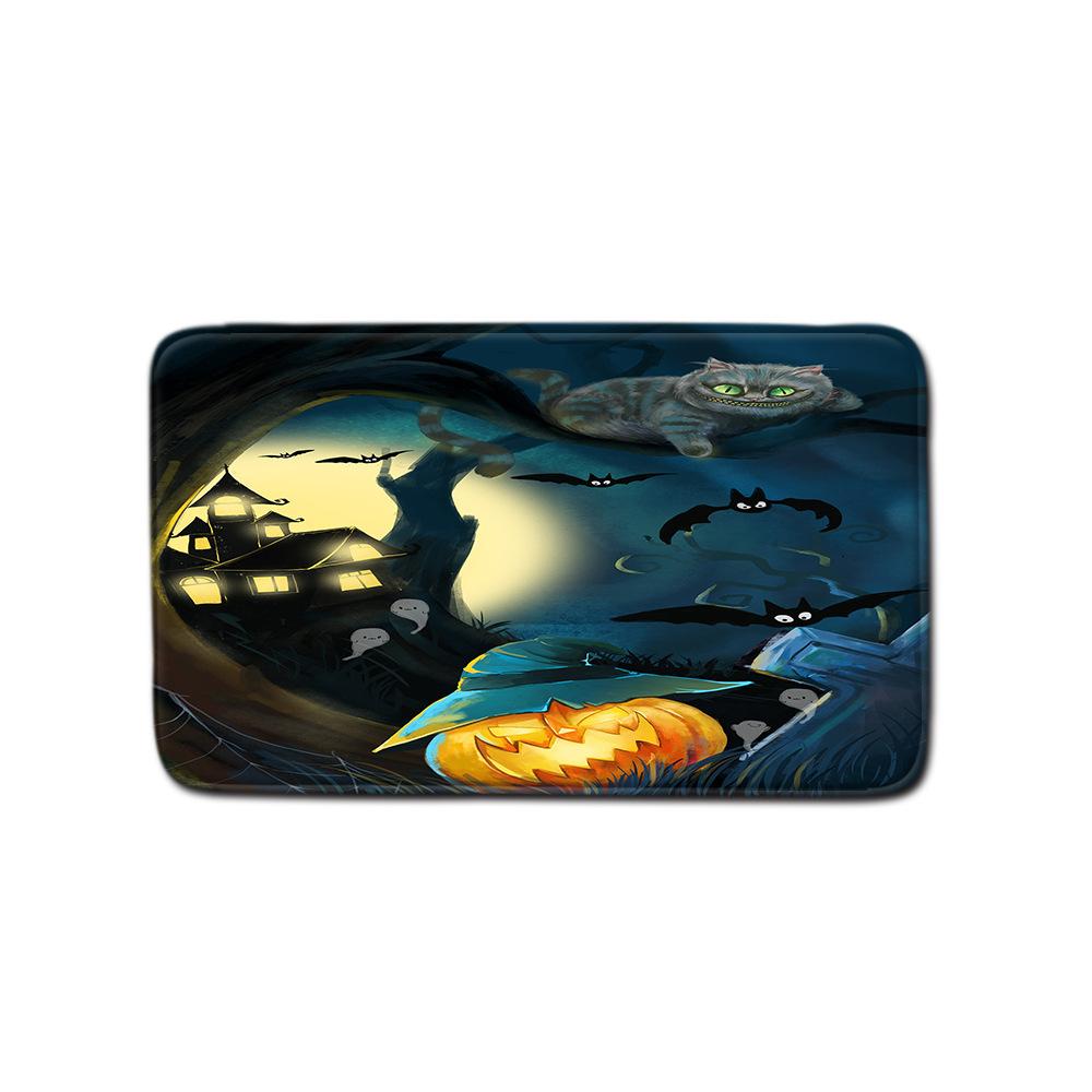 Halloween Shower Curtain Floor Mat Combination Four-Piece Set Bathroom Toilet Carpet Shower Room Foot Mat