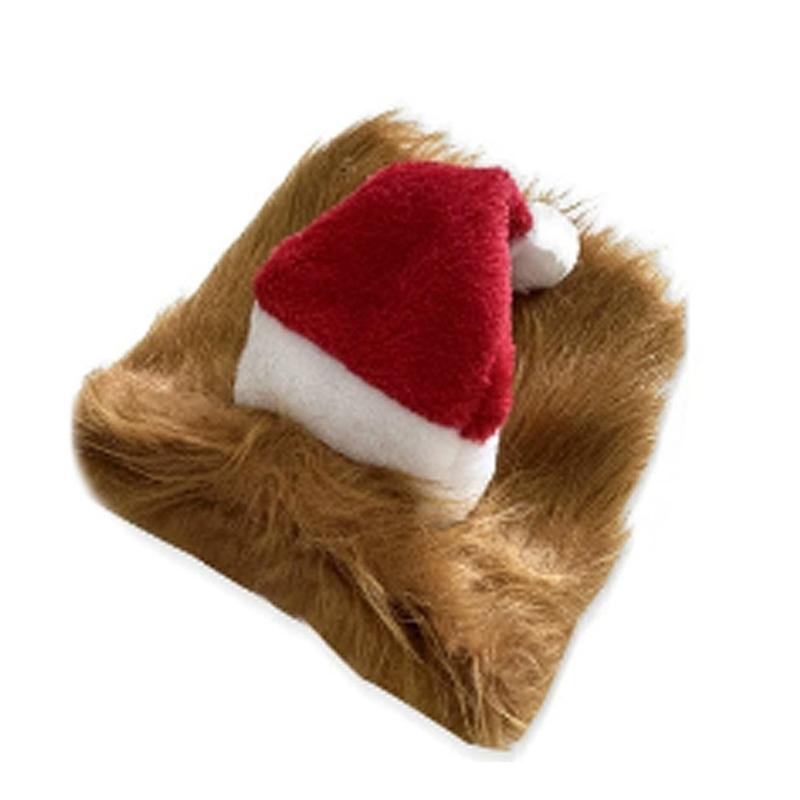 Dog Christmas Costume Lions Mane Wigs And Santa Hat For Holiday Parties Pet Dress Up