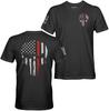 American Flag Skull Service Men T-Shirt 1776 2026 USA Patriotic Veteran Tee