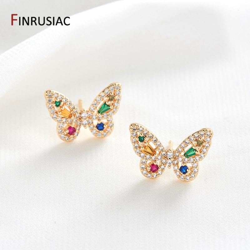 Luxury Design New Colorful Butterfly Pendants And Butterfly Earrings Shiny Zircon Jewelry Accessories For Women