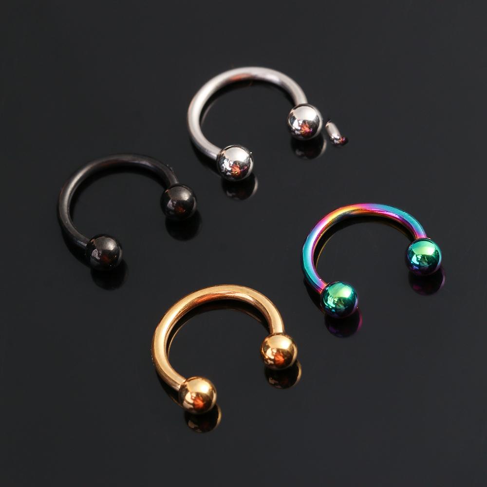 Women C Shape Ball 1 Pcs Stud Earrings Stainless Steel Lip Rings Nose Rings Jewelry Body Piercing