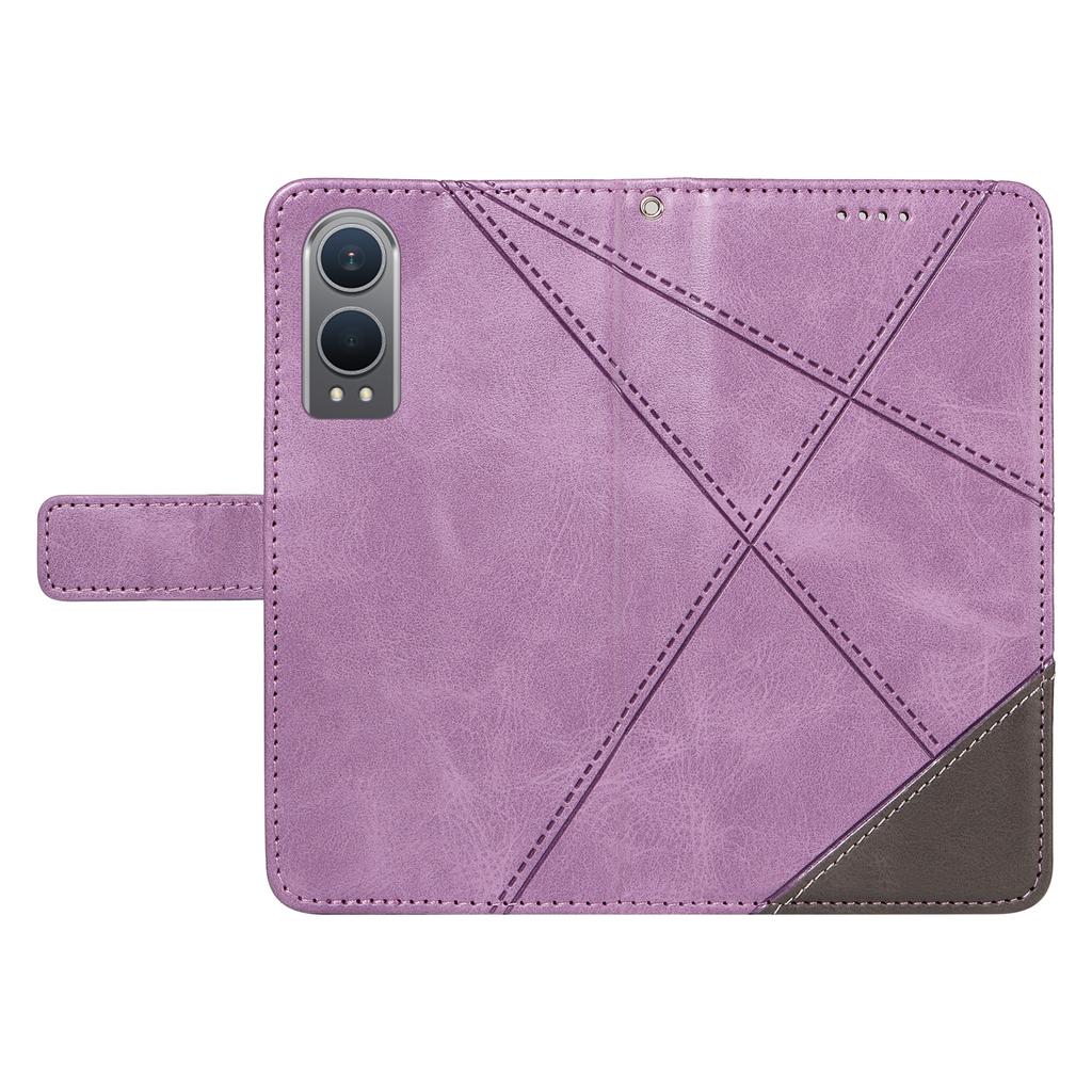 For OnePlus Nord CE4 Lite 5G/Oppo K12x 5G (China) Case Leather Wallet Shockproof Phone Cover Geometric Line