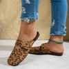 Сумка с леопардовым принтом, сандалии на одной педали, женская летняя обувь, с круглым носком, на полуплатформе, ленивая обувь