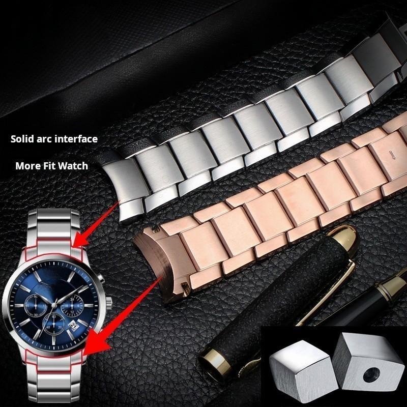 Мужской браслет 22 мм Для Armani AR2447 AR2448 AR2434 AR2432 2433 2435 Изогнутый конец Цельный браслет из нержавеющей стали Металлический ремешок для часов