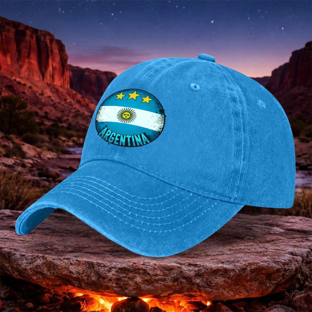 Argentina Flag Vintage Baseball Cap Unisex Adjustable Hook Loop Lightweight Hat for Outdoor Sports Travel Camping Fishing