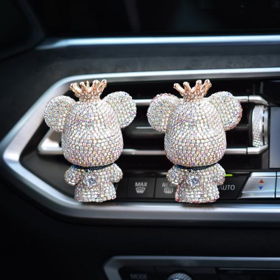Автомобильный освежитель воздуха со стразами и медведем, крепление к вентиляционному отверстию, длительный аромат, удаление запаха, зажим, тип автомобильного воздуховыпускного отверстия, диффузор для ароматерапии, автомобиль