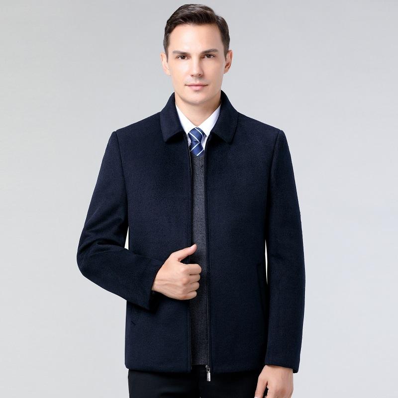 Middle-aged and Elderly Dad Men's Double-sided Woolen Coat Grandpa Winter Coat Windbreaker Autumn and Winter Down