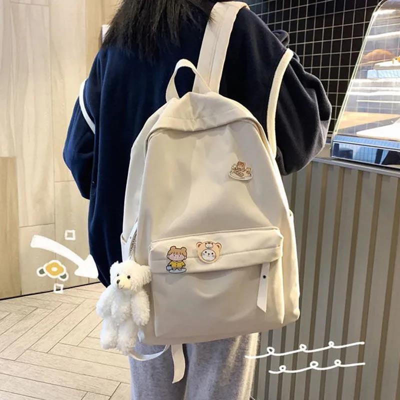 Shoulder Solidcolor Backpack Bag High School Students Junior High Gift Unisex